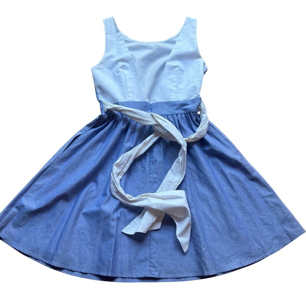 Lauren James Size S NEW Royal Blue White Emerson Oxford Sleeveless A-Line Dress - Picture 2 of 16